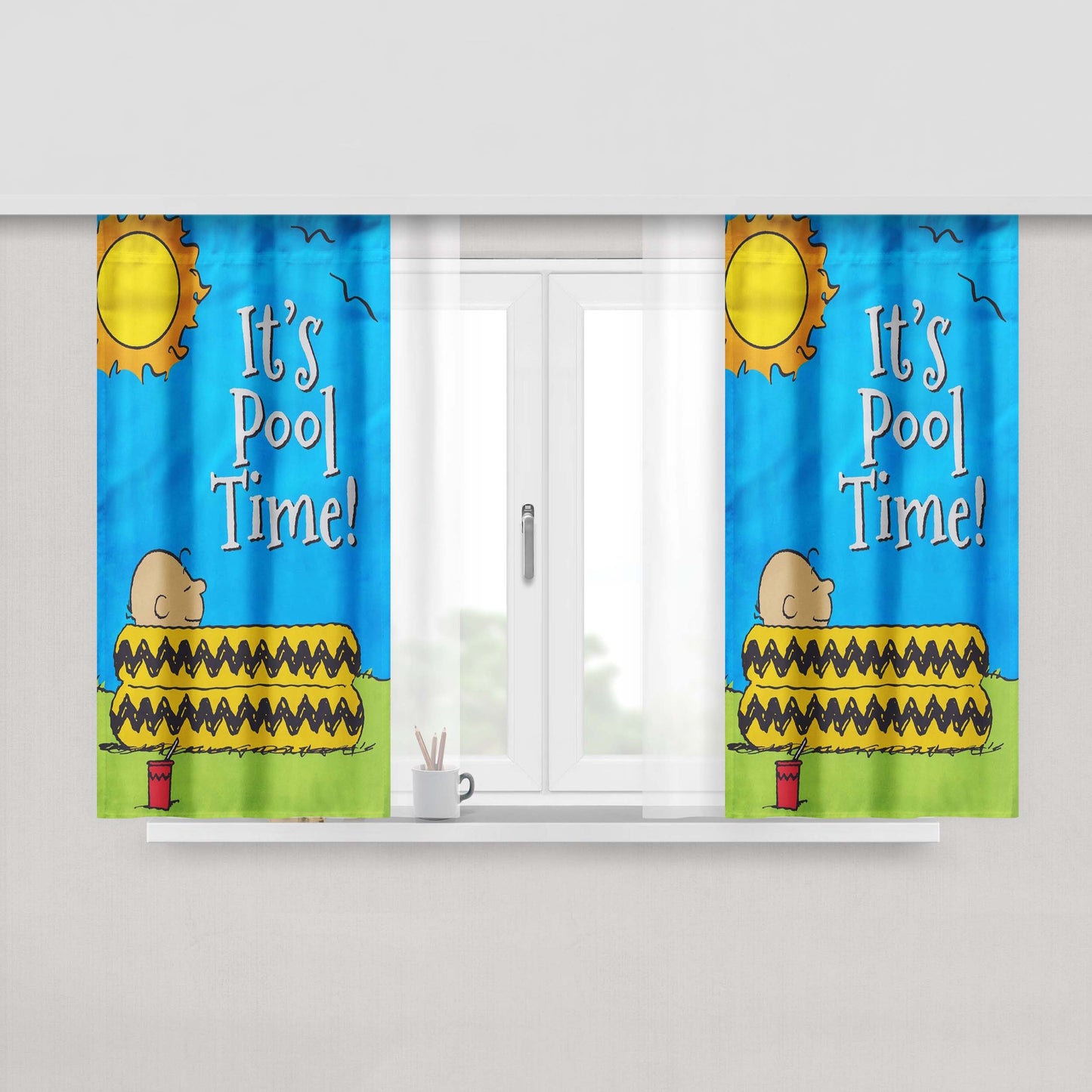 Peanuts Summer Peach Skin Window Curtains