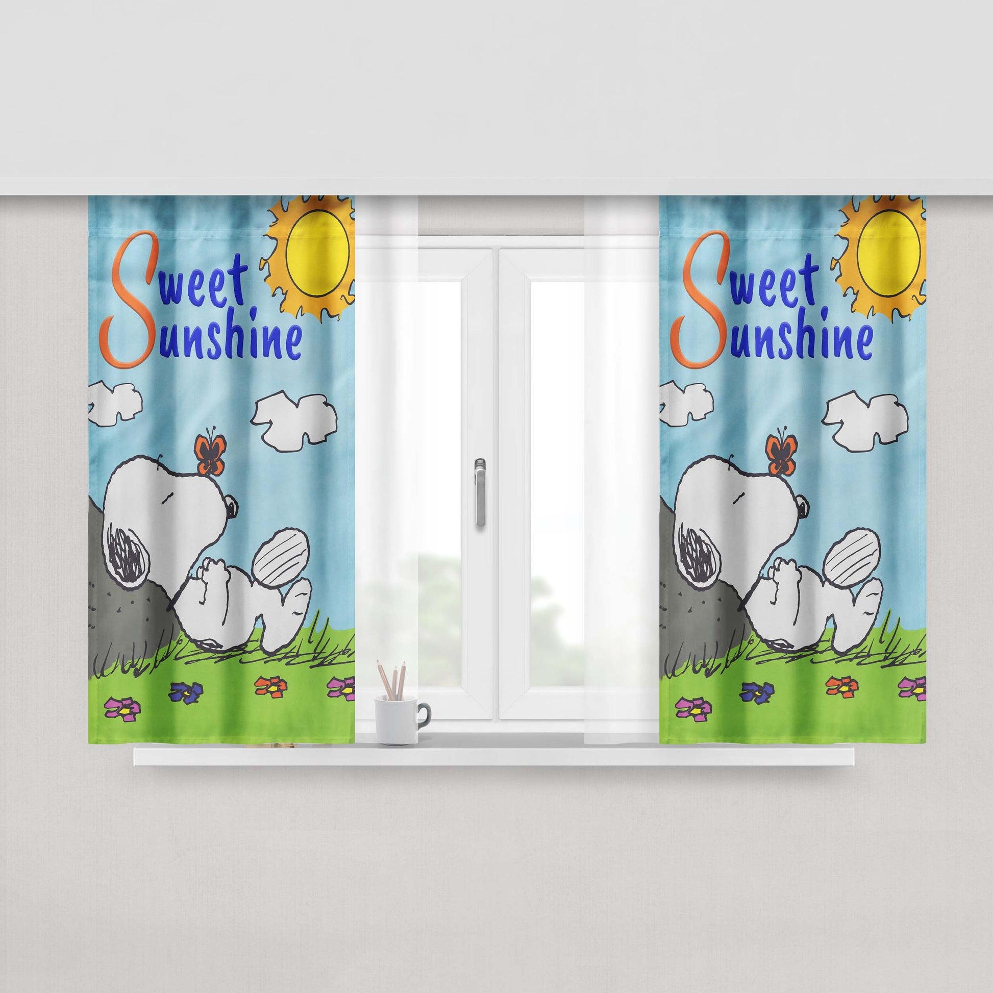 Peanuts Sweet Sunshine Snoopy Peach Skin Window Curtains