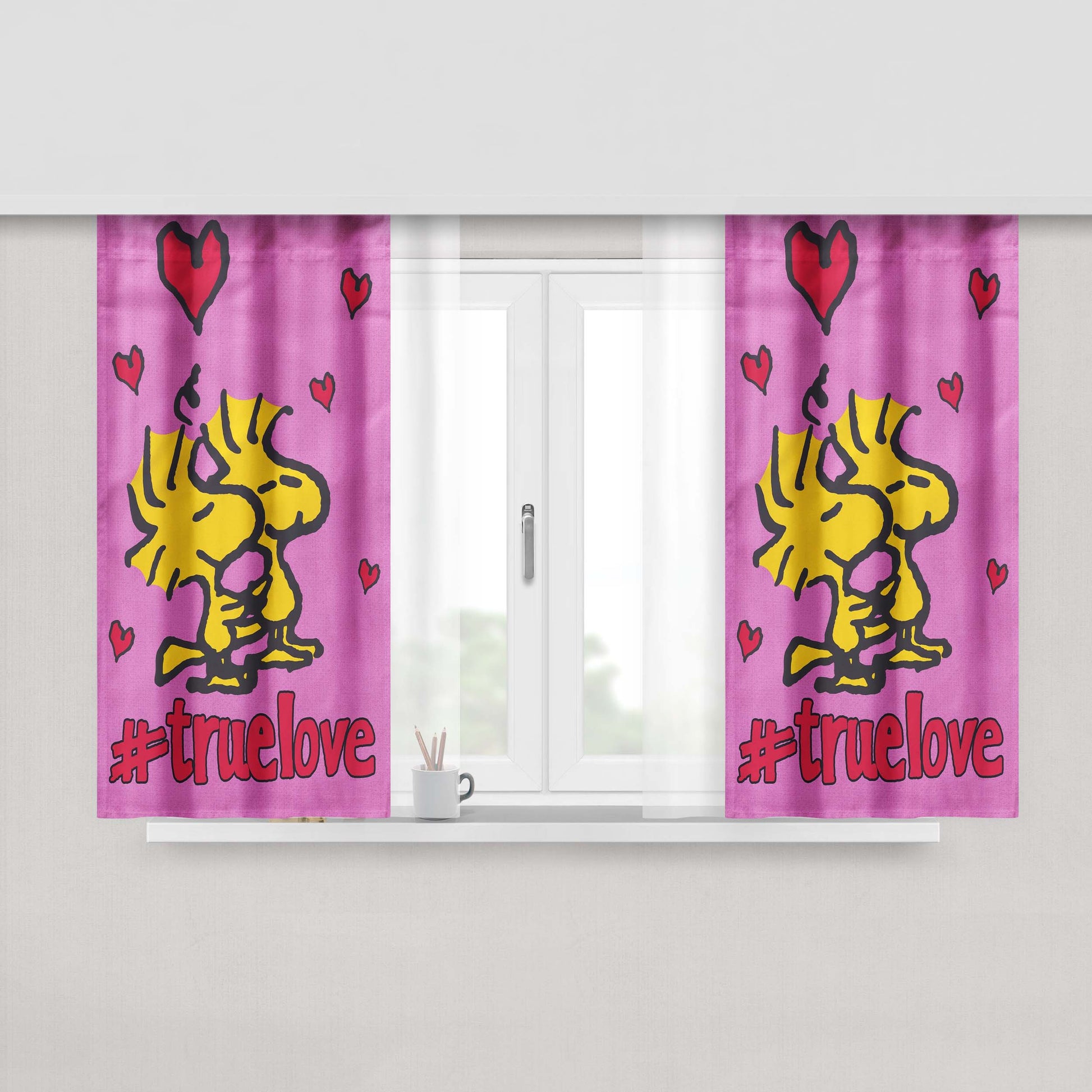 Peanuts Valentines Day Woodstock Peach Skin Window Curtains