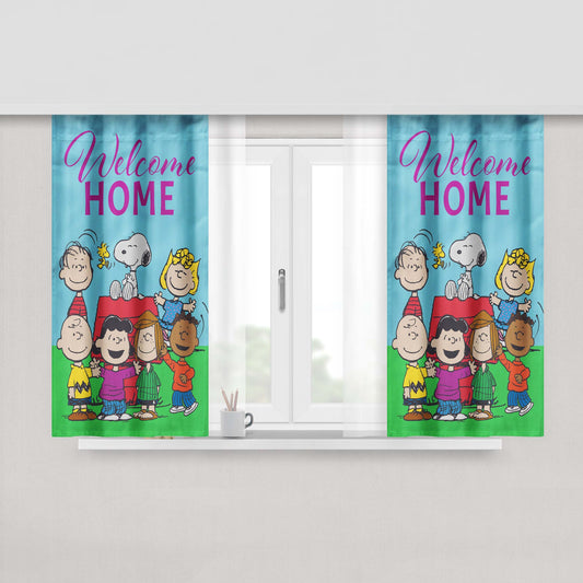 Peanuts Welcome Home Gang Peach Skin Window Curtains