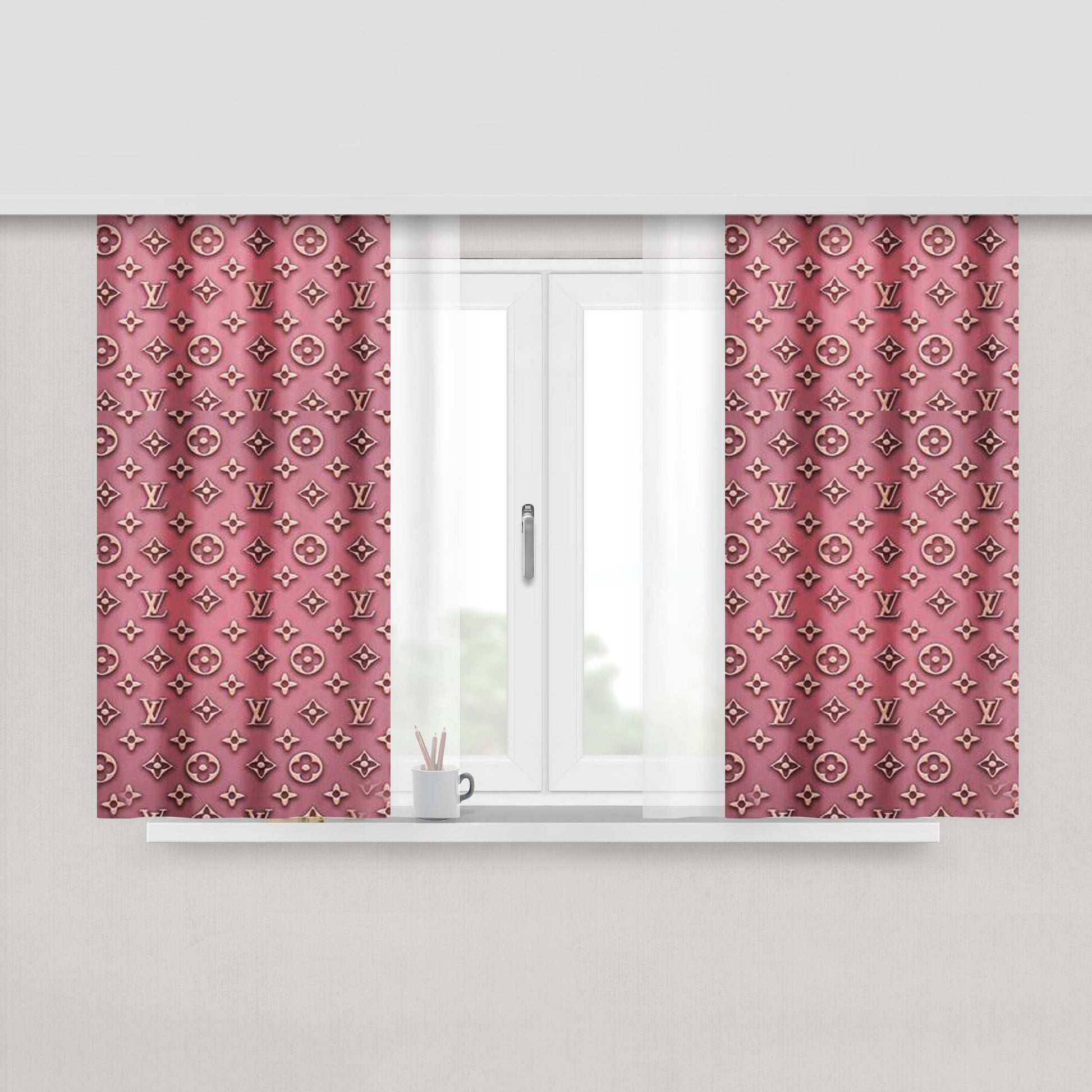 Pink Louis Vuitton Peach Skin Window Curtains