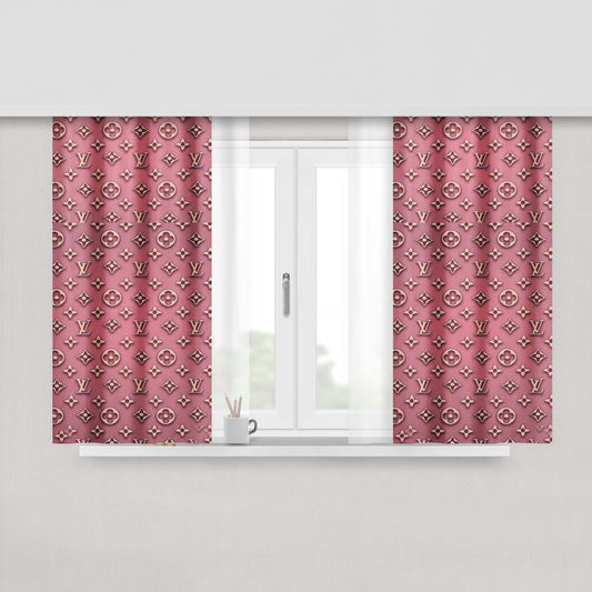 Pink Louis Vuitton Peach Skin Window Curtains