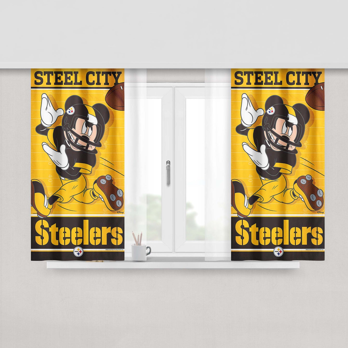 Pittsburgh Steelers Disney Mickey Mouse Peach Skin Window Curtains