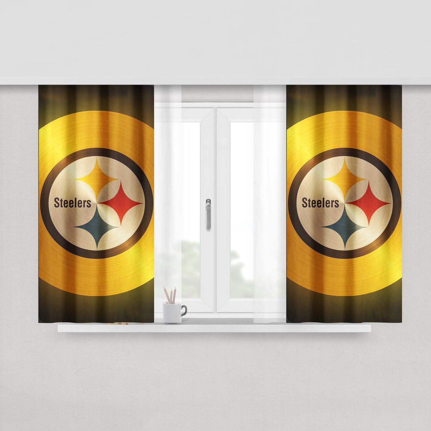 Pittsburgh Steelers Nfl Logo Peach Skin Window Curtains