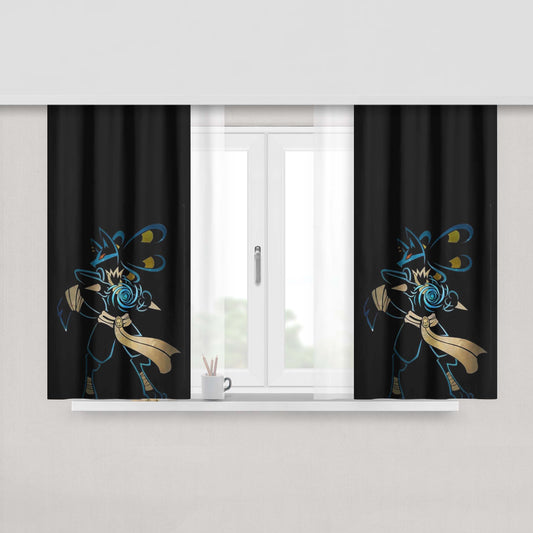 Pokemon Lucario Night Silhouette Peach Skin Window Curtains