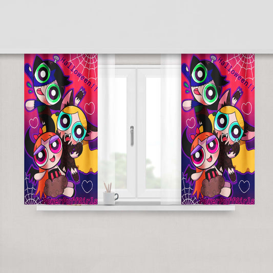 Powerpuff Girls Halloween Peach Skin Window Curtains