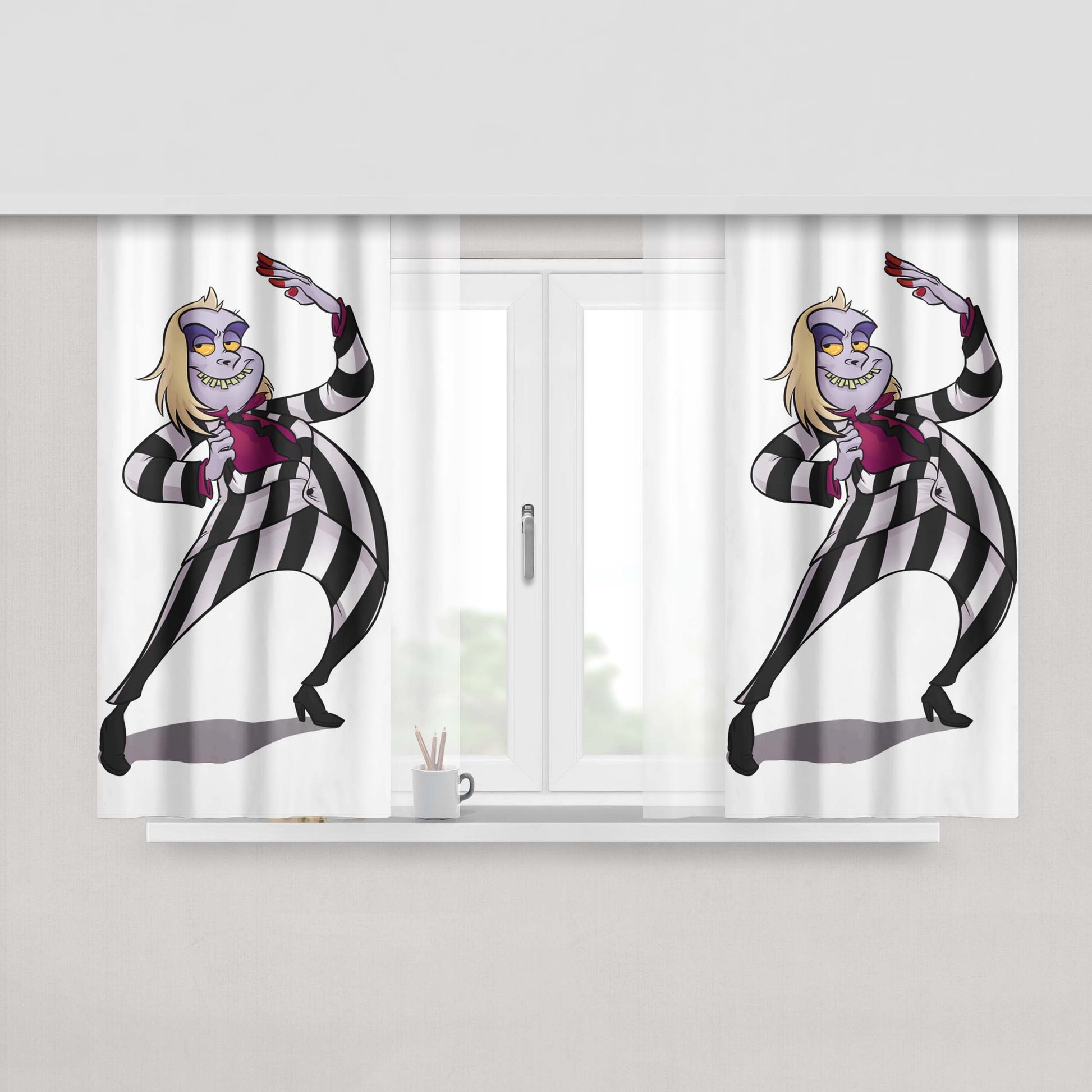Prince Of Halloween Mr Brightside Cartoon Peach Skin Window Curtains