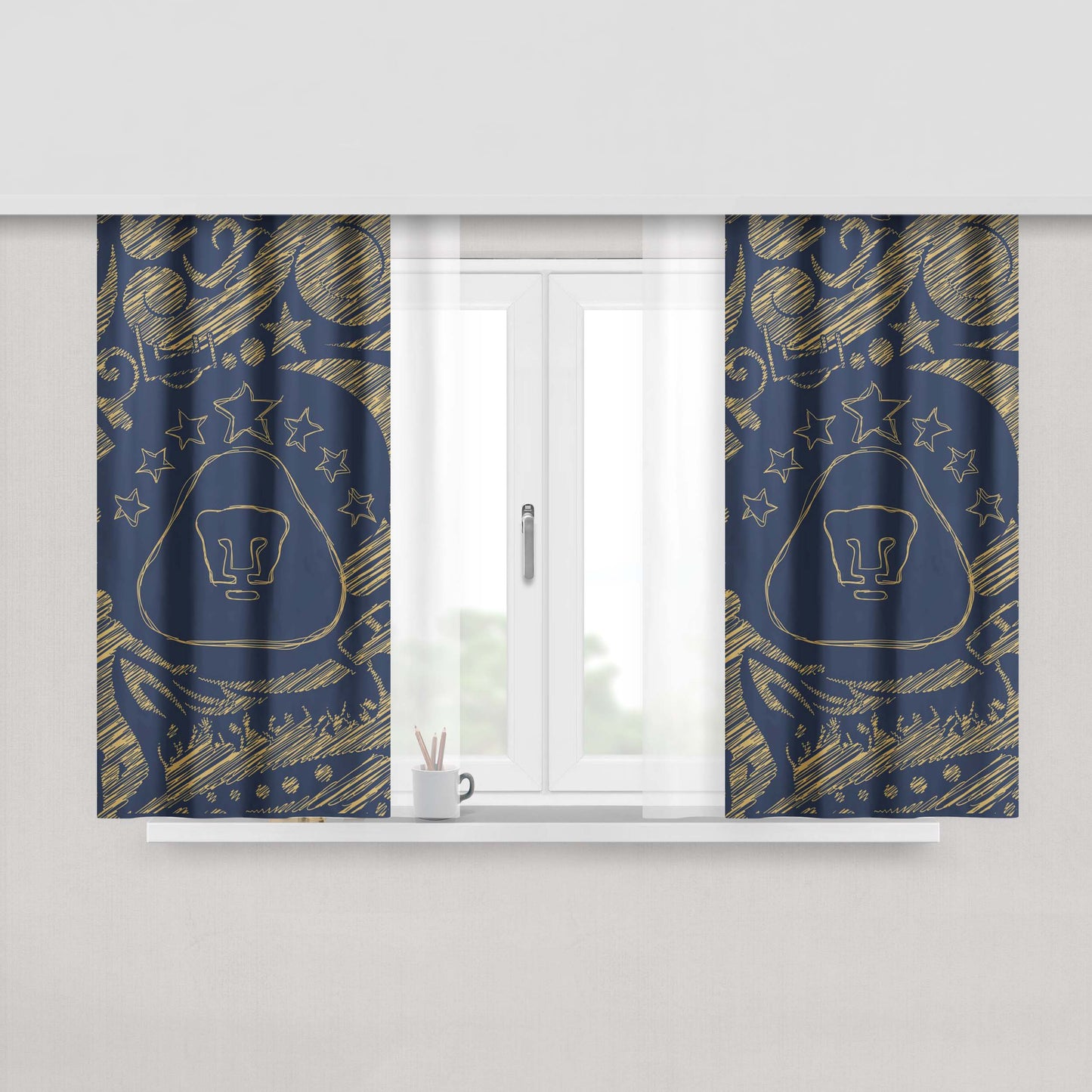 Pumas Unam Art Peach Skin Window Curtains