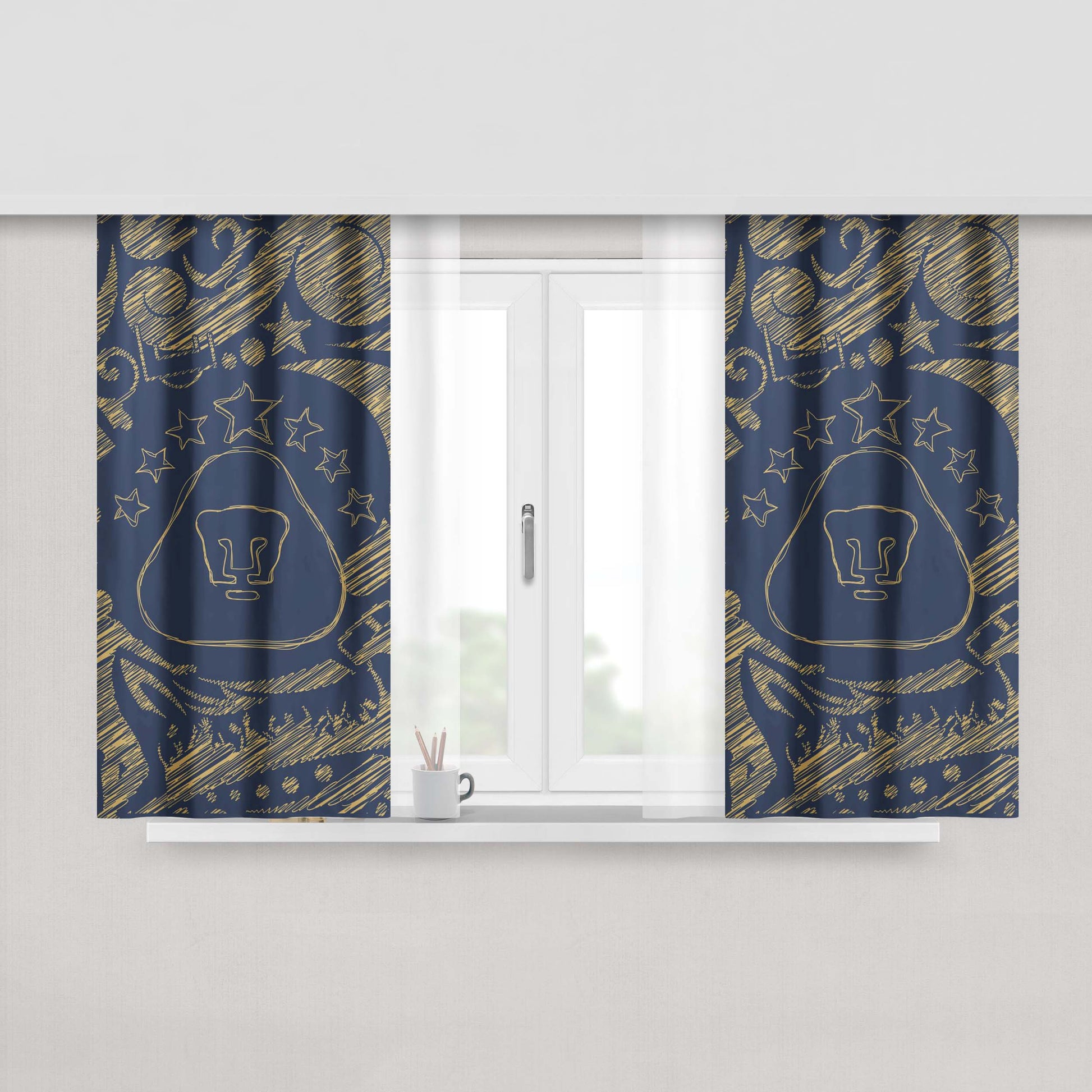 Pumas Unam Art Peach Skin Window Curtains