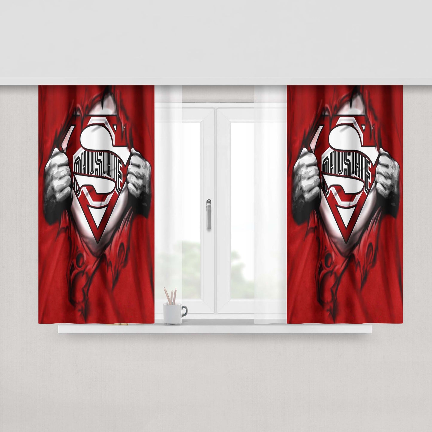 Red Ohio State Heroes Peach Skin Window Curtains