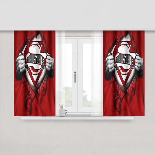 Red Ohio State Heroes Peach Skin Window Curtains