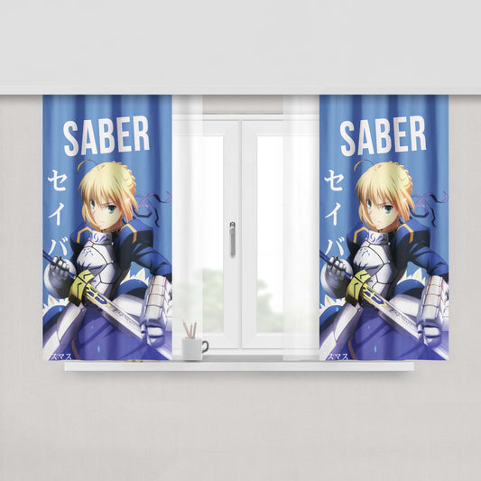 Saber Fate Stay Night Anime Peach Skin Window Curtains
