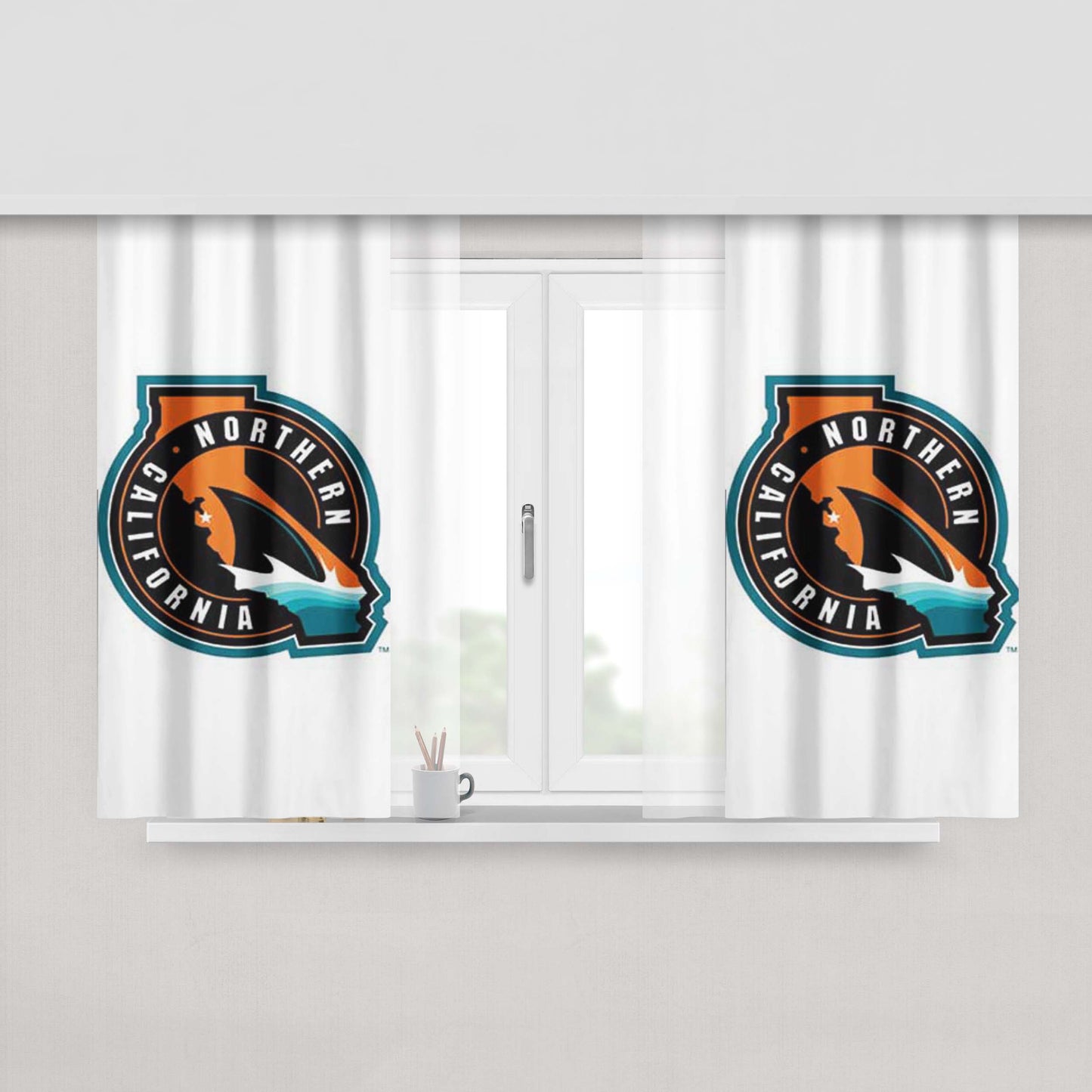 San Jose Sharks Logo Florida Peach Skin Window Curtains