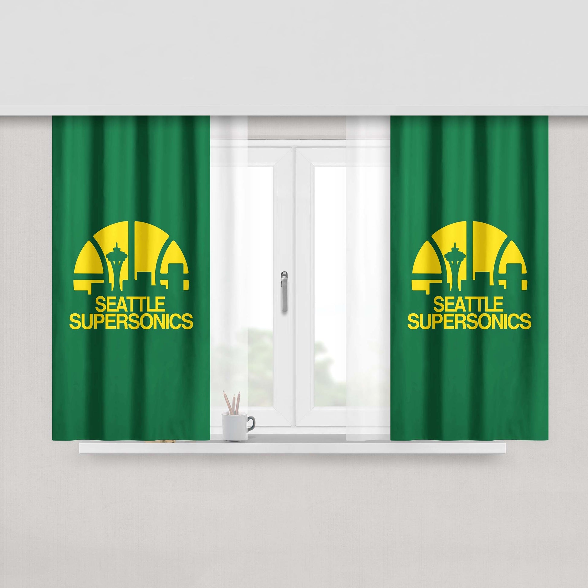 Seattle Supersonics Logo Peach Skin Window Curtains