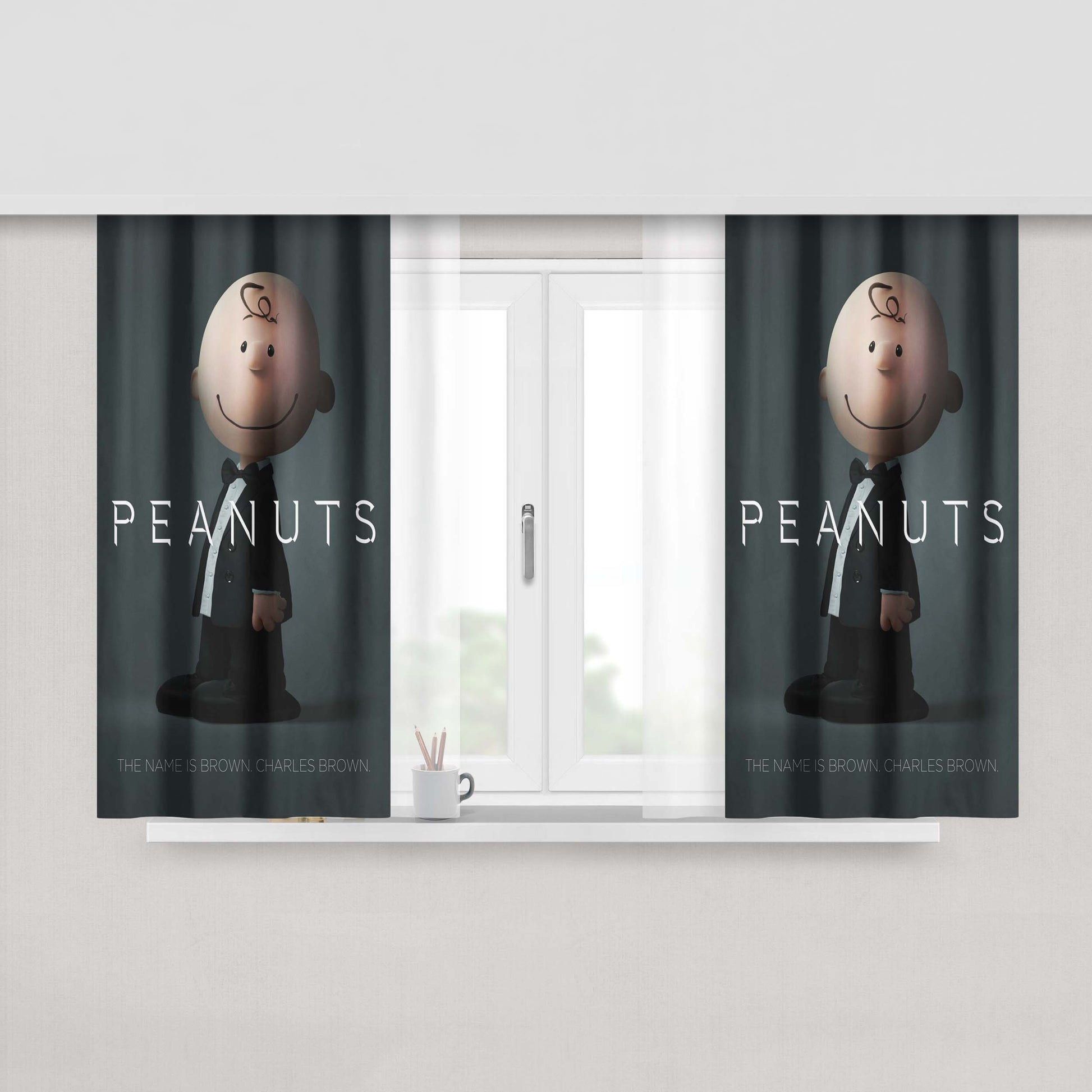 Snoopy And Charlie Brown The Peanuts Peach Skin Window Curtains