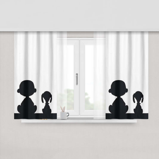 Snoopy And Charlie Brown Peach Skin Window Curtains