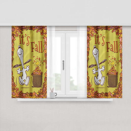 Snoopy And Woodstock Fall Peach Skin Window Curtains