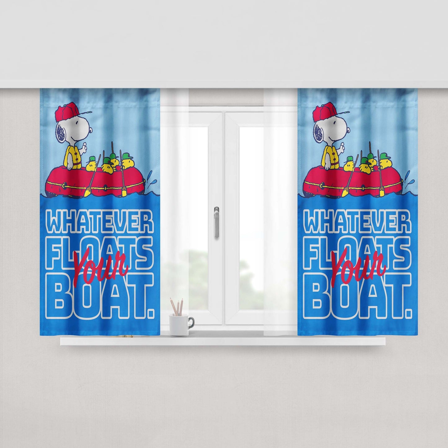 Snoopy And Woodstock Summer Peach Skin Window Curtains
