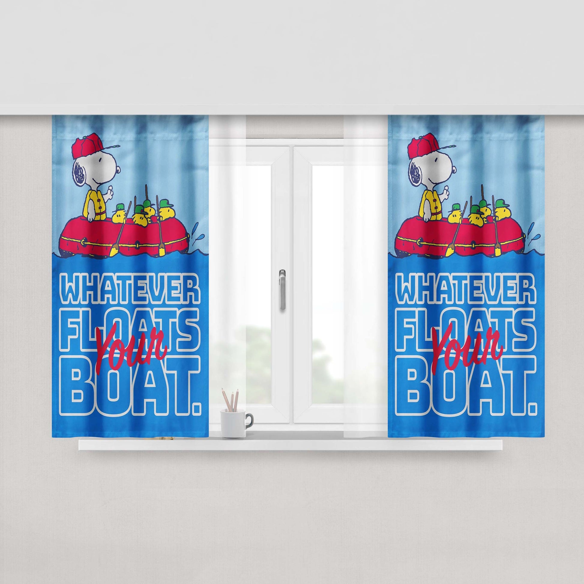 Snoopy And Woodstock Summer Peach Skin Window Curtains