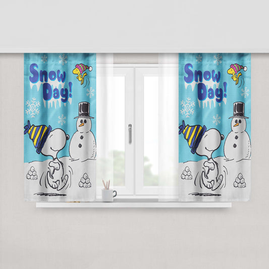Snoopy And Woodstock Winter Peach Skin Window Curtains