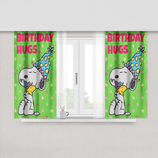 Snoopy Birthday Peach Skin Window Curtains
