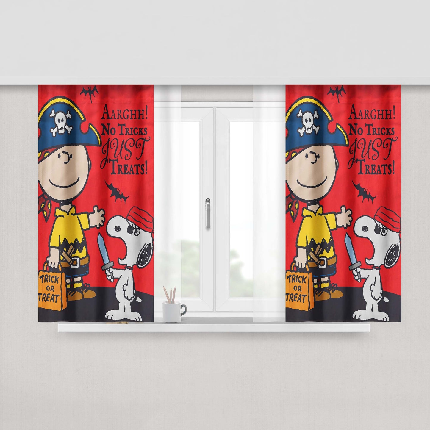 Snoopy Charlie Brown Halloween Peach Skin Window Curtains