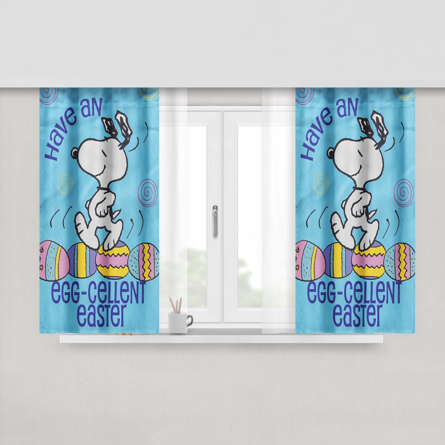 Snoopy Easter Peach Skin Window Curtains