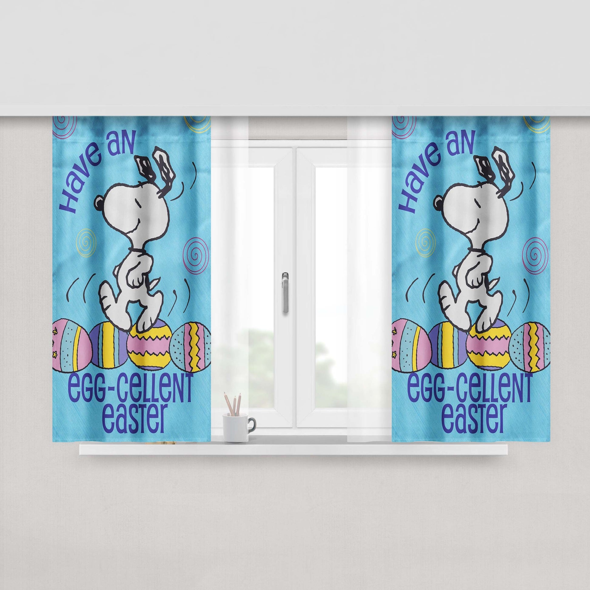 Snoopy Easter Peach Skin Window Curtains