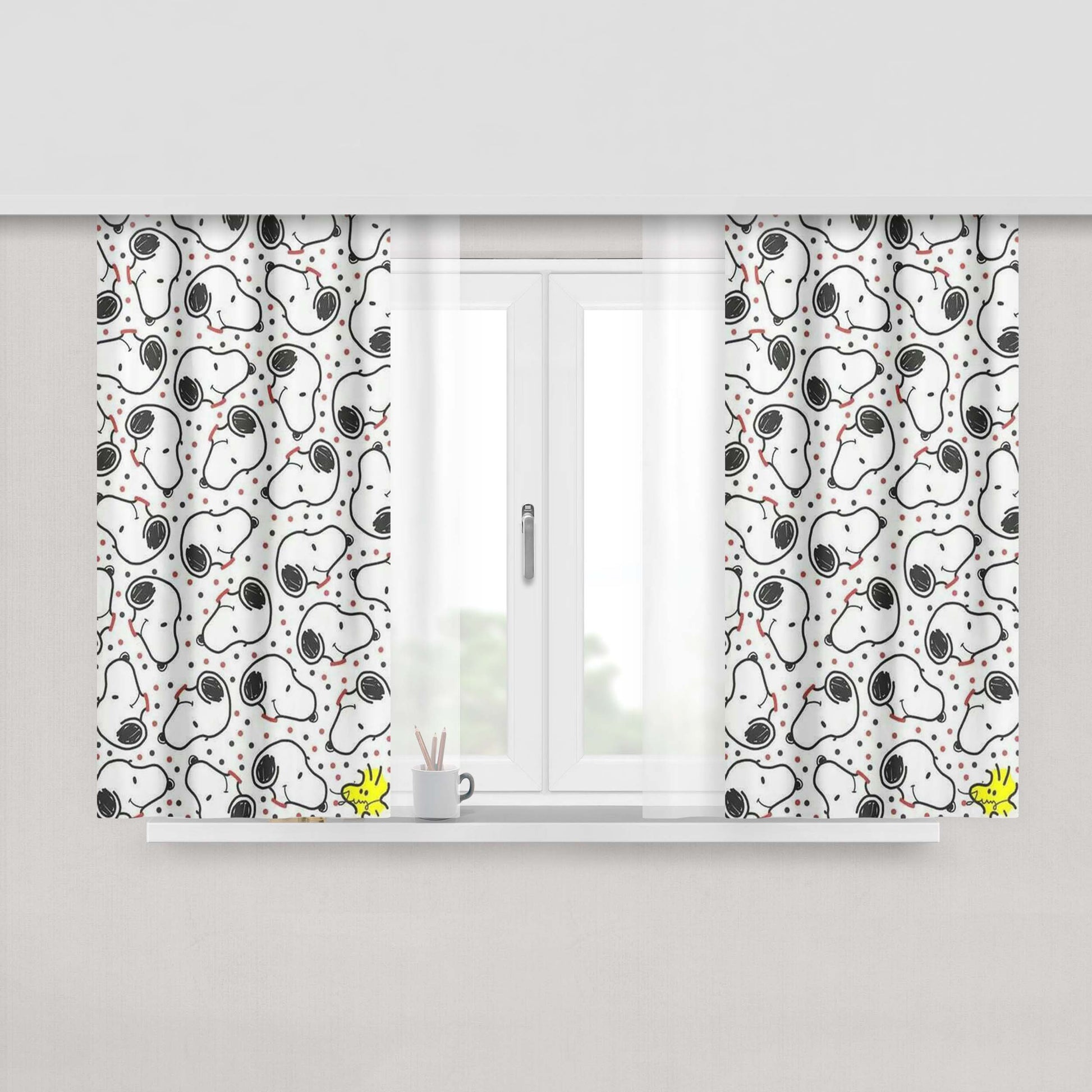 Snoopy Pattern Mobile Peach Skin Window Curtains