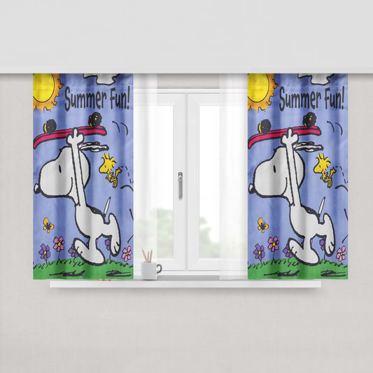 Snoopy Summer Flag Peanuts Peach Skin Window Curtains