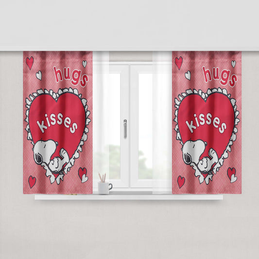 Snoopy Valentine'S Day Heart Peach Skin Window Curtains
