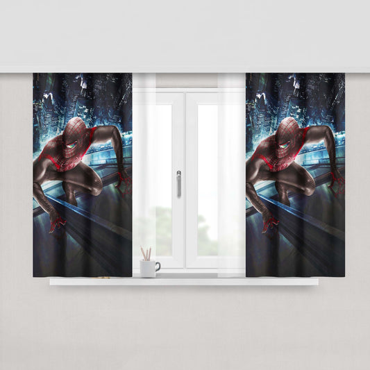 Spider Man Dark Red Peach Skin Window Curtains