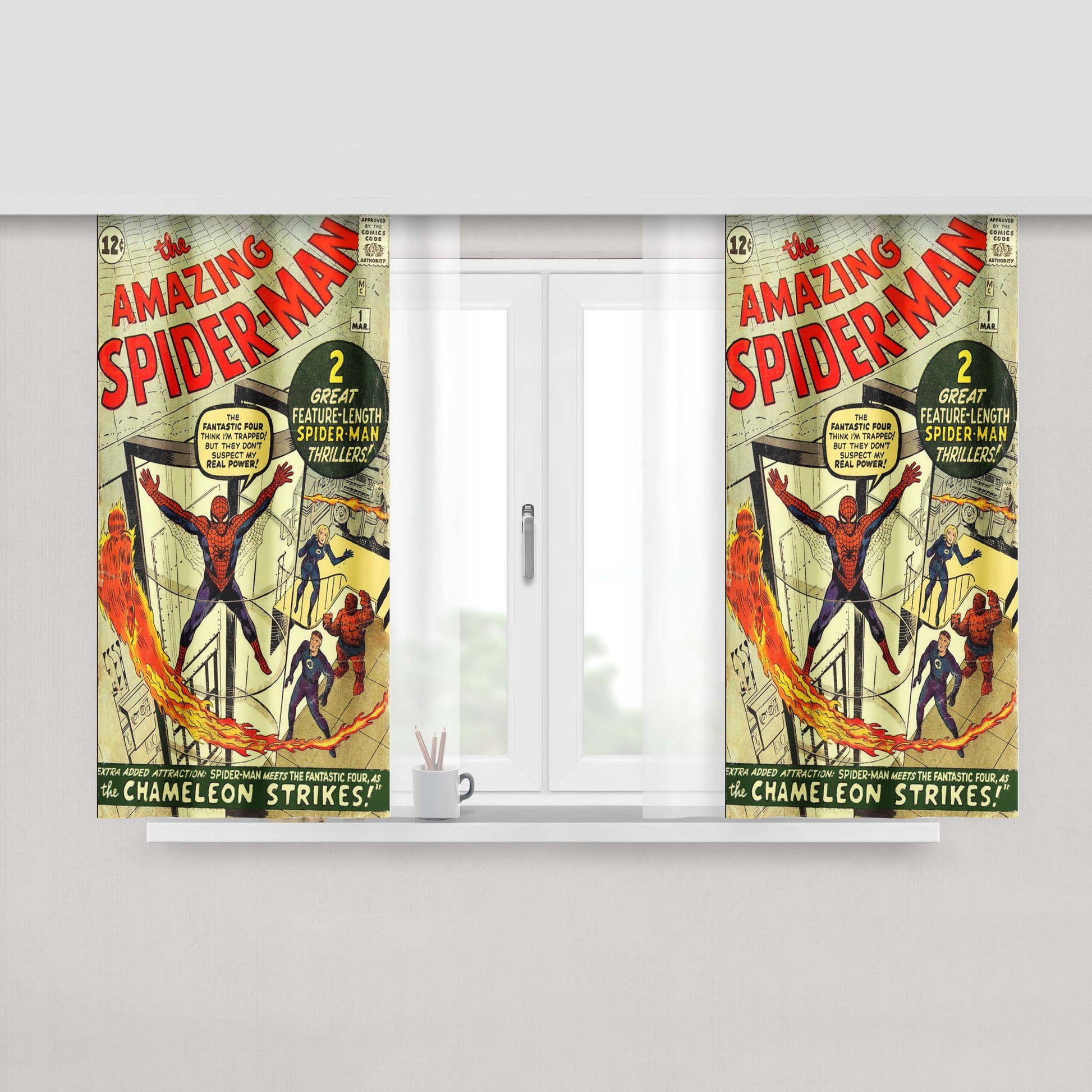 Spiderman Comic Peach Skin Window Curtains