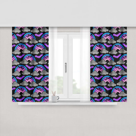 Spooky Halloween Rainbow Pattern Peach Skin Window Curtains