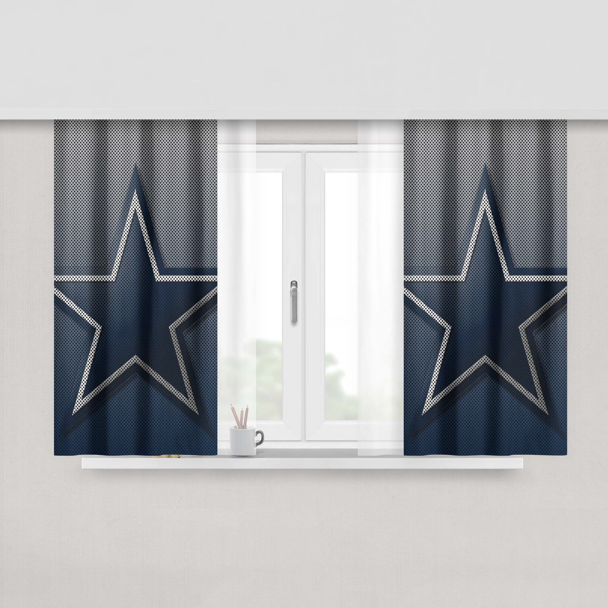 Star Dallas Cowboy Carbon Fiber Logo Peach Skin Window Curtains