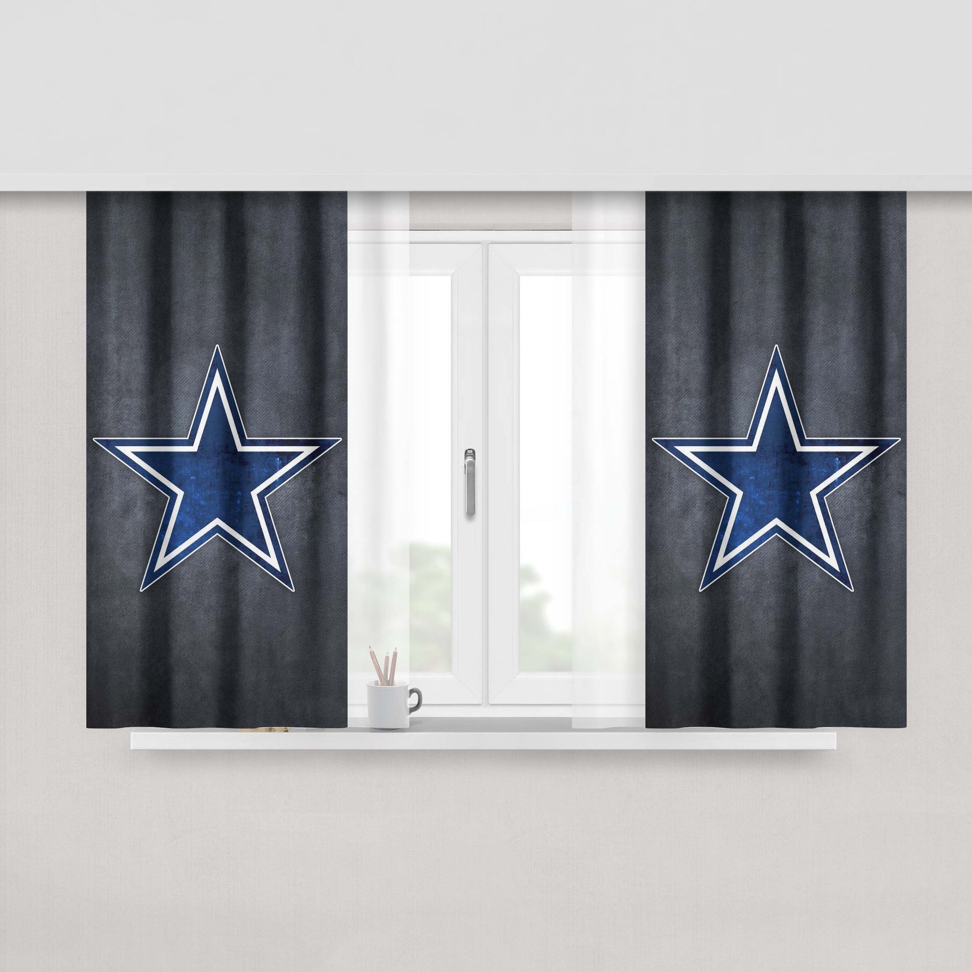 Star Symbol Dallas Cowboys Peach Skin Window Curtains