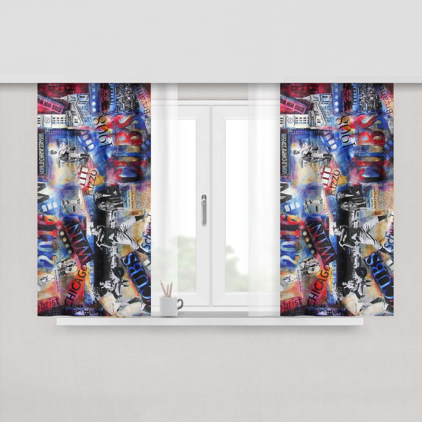 Story Of Chicago Cubs Peach Skin Window Curtains