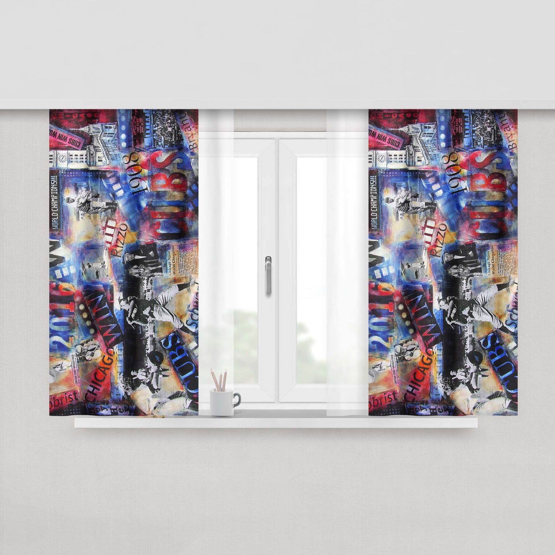 Story Of Chicago Cubs Peach Skin Window Curtains