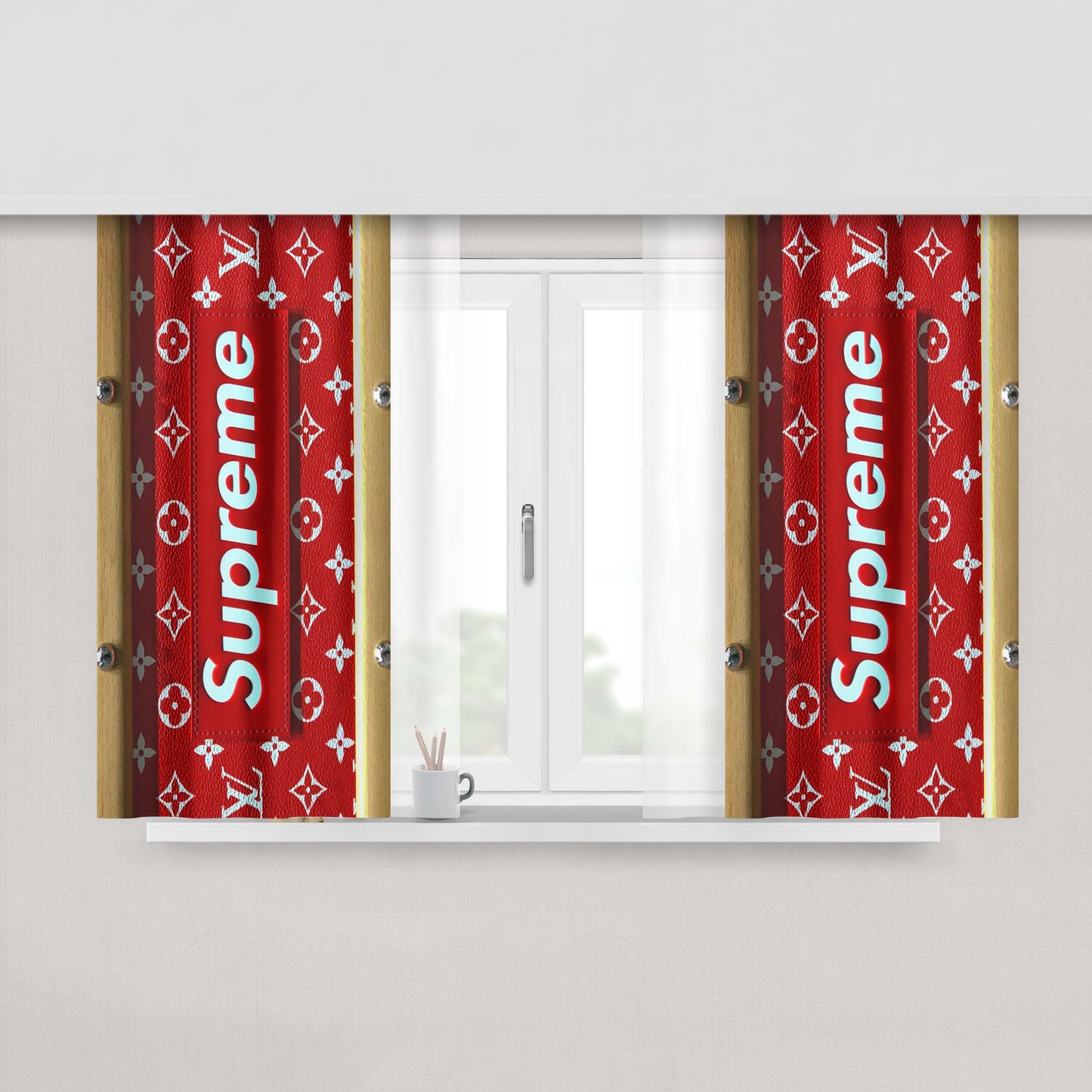 Supreme Cake Louis Vuitton Peach Skin Window Curtains