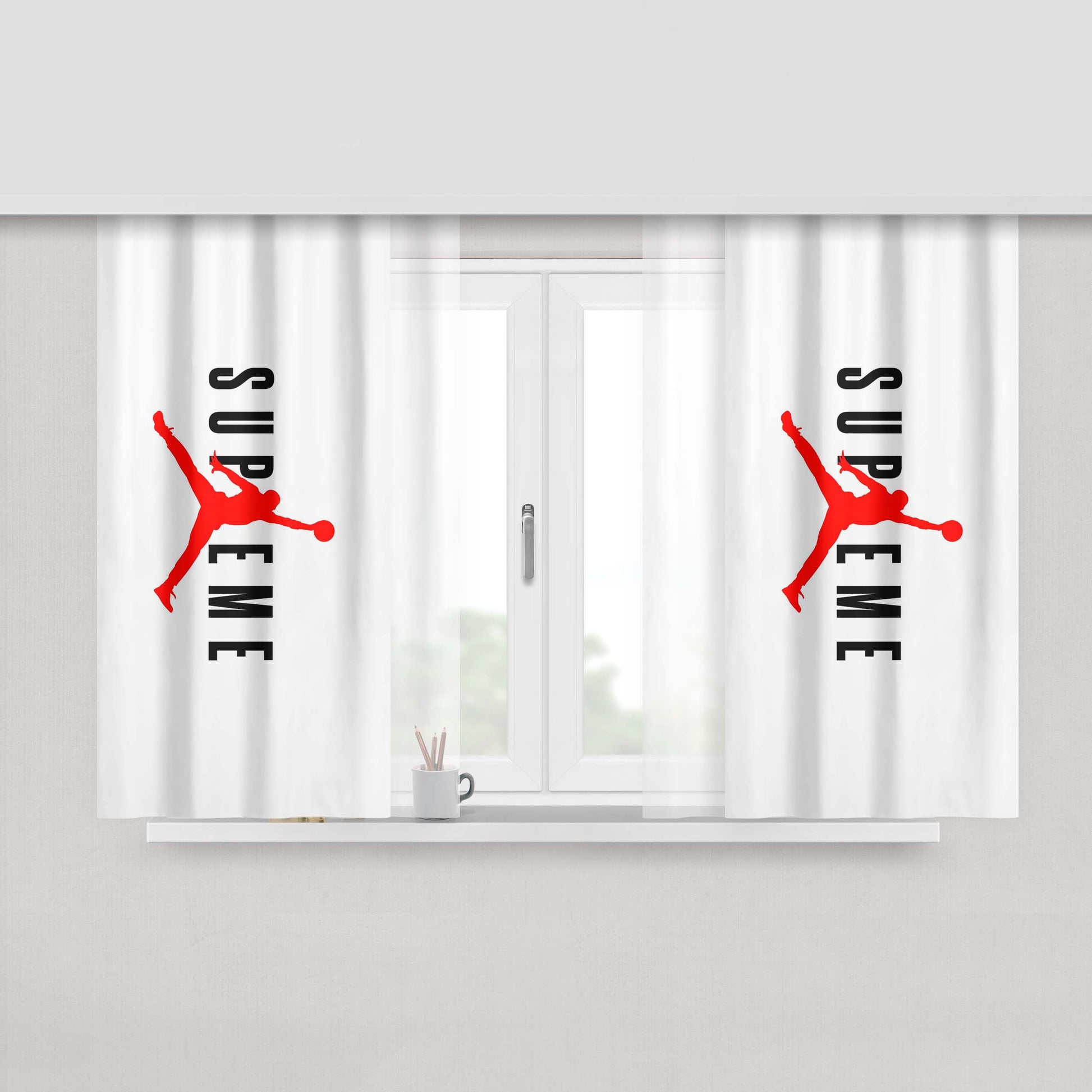 Supreme Jordan White Peach Skin Window Curtains