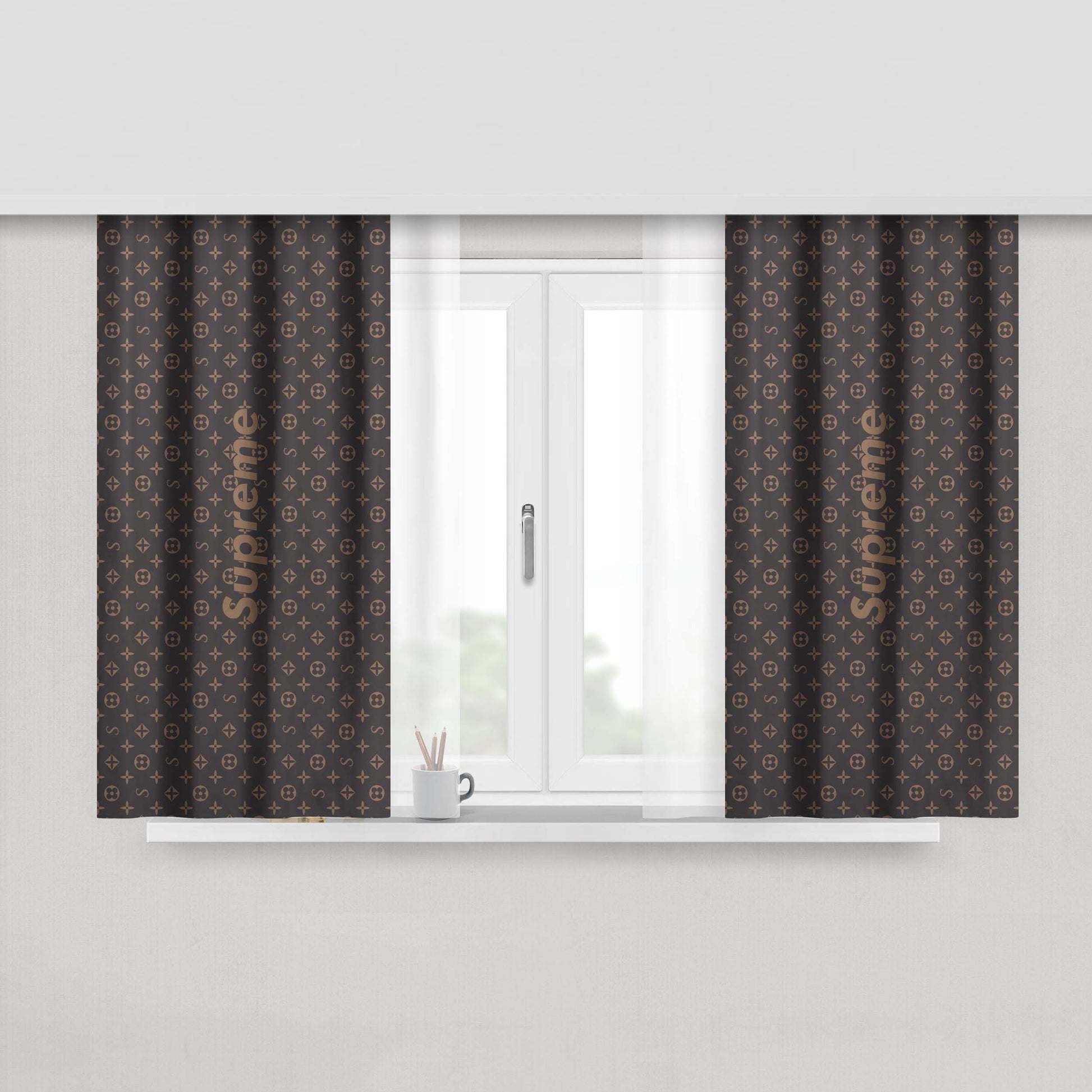 Supreme Louis Vuitton Pattern Peach Skin Window Curtains