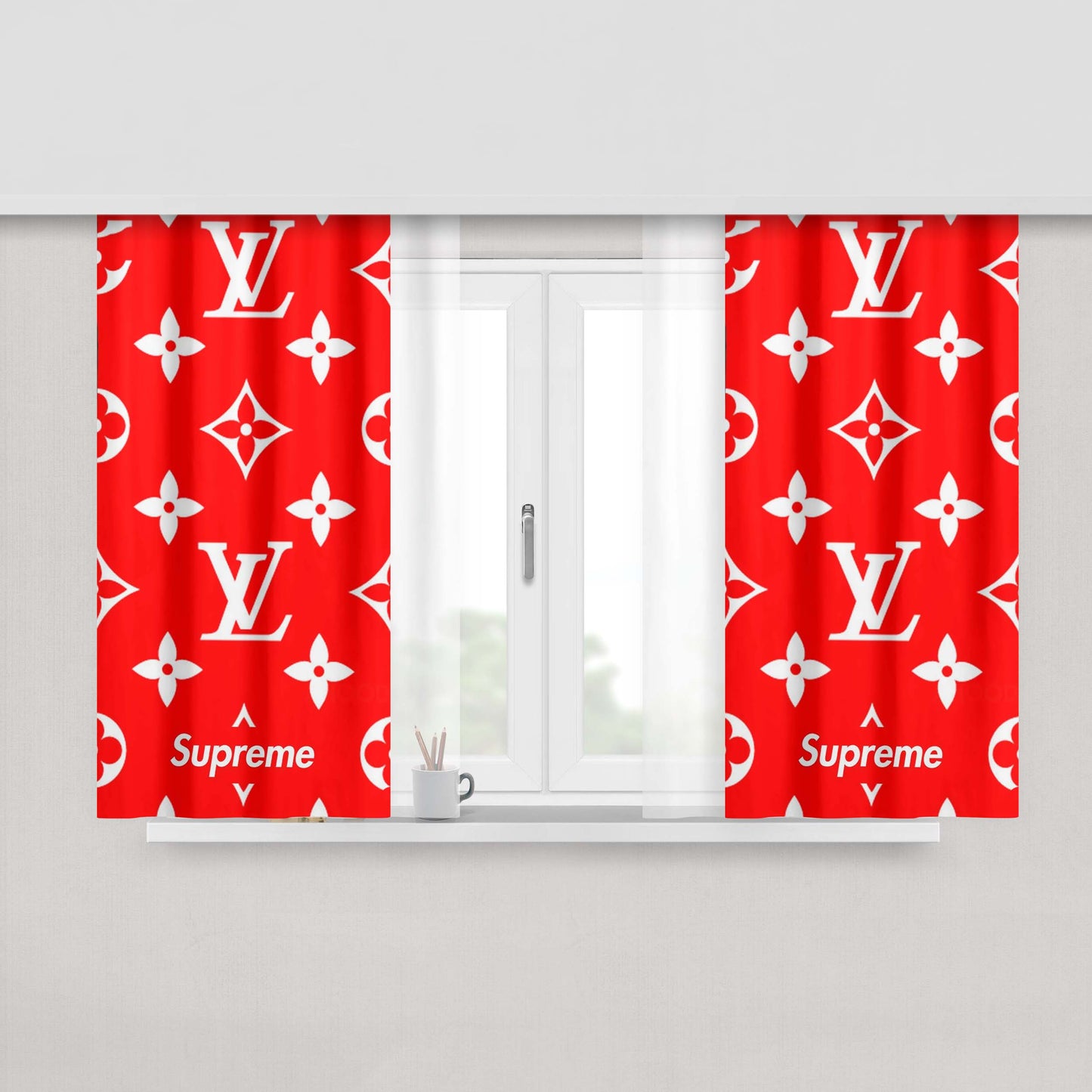 Supreme Louis Vuitton Red Peach Skin Window Curtains