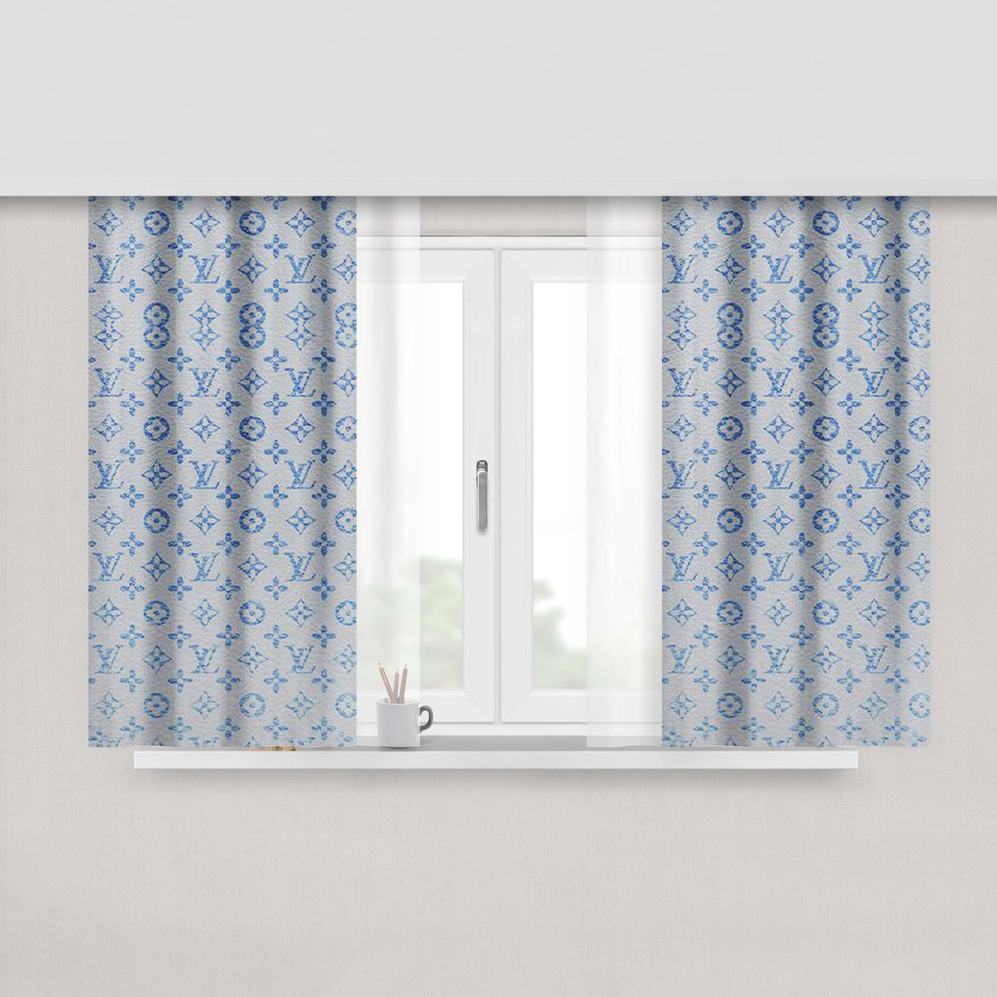 Texture Louis Vuitton Peach Skin Window Curtains