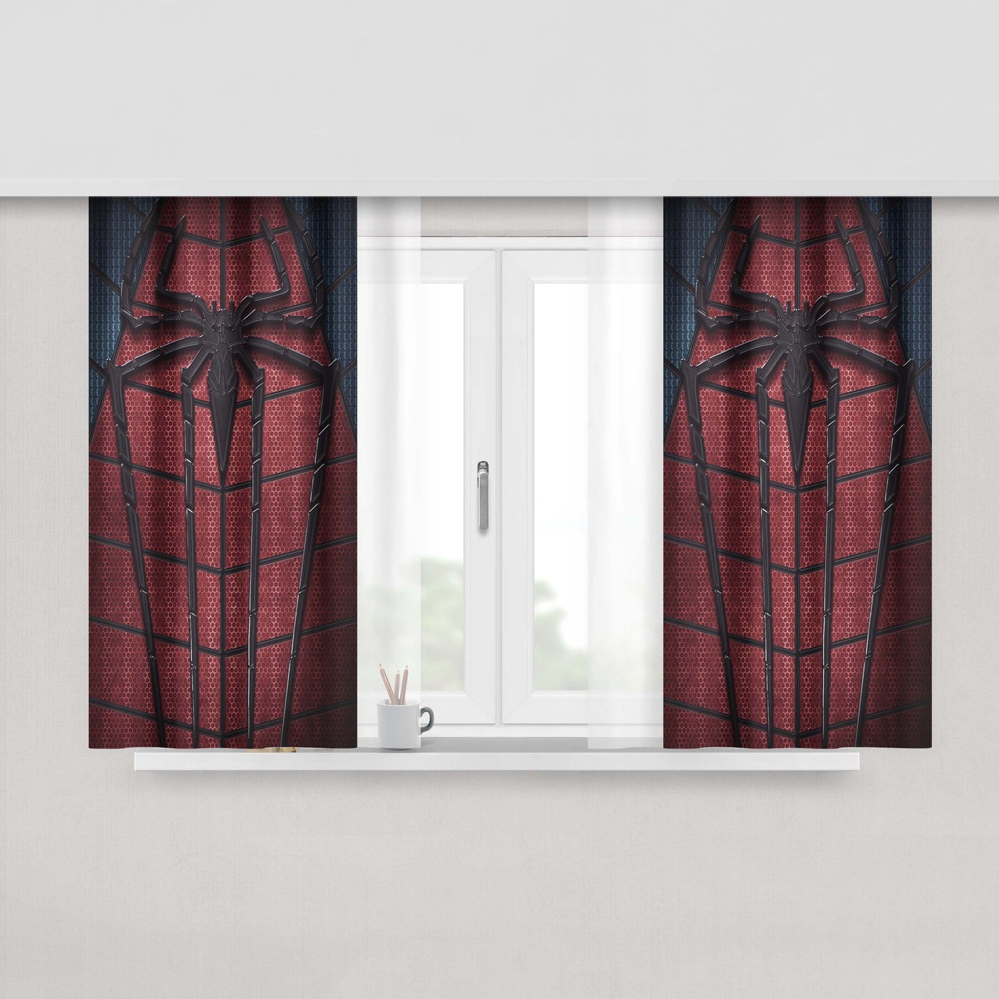 The Amazing Spiderman Logo Peach Skin Window Curtains