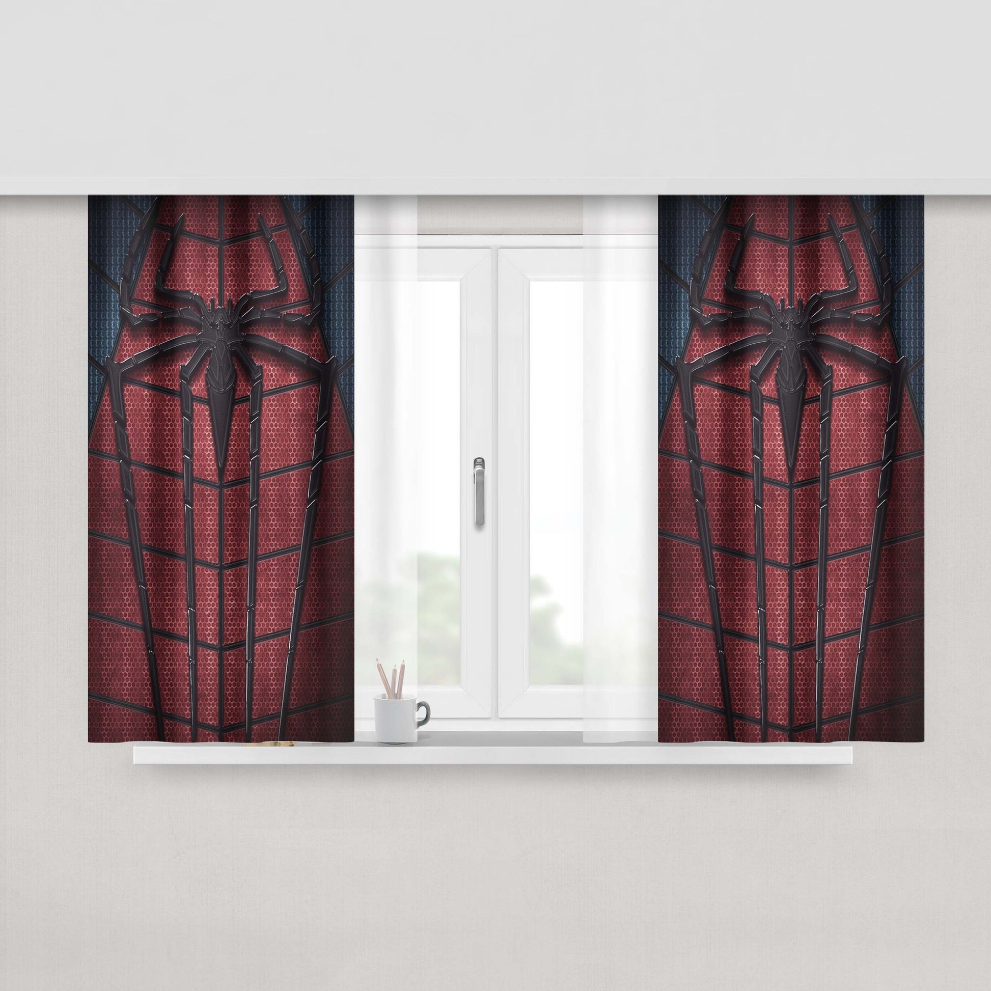 The Amazing Spiderman Logo Peach Skin Window Curtains