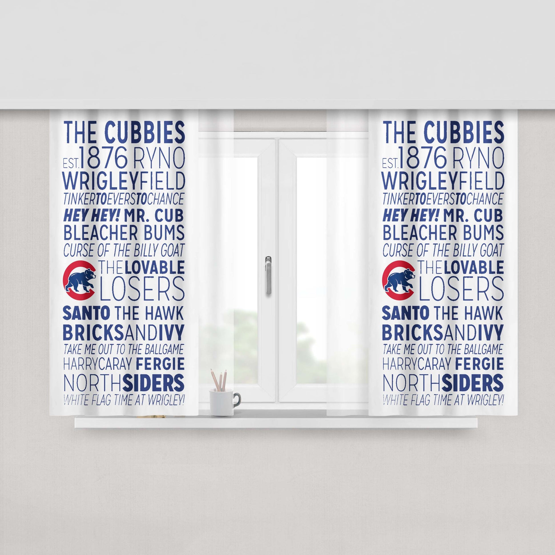 The Chicago Cubs 1876 Peach Skin Window Curtains