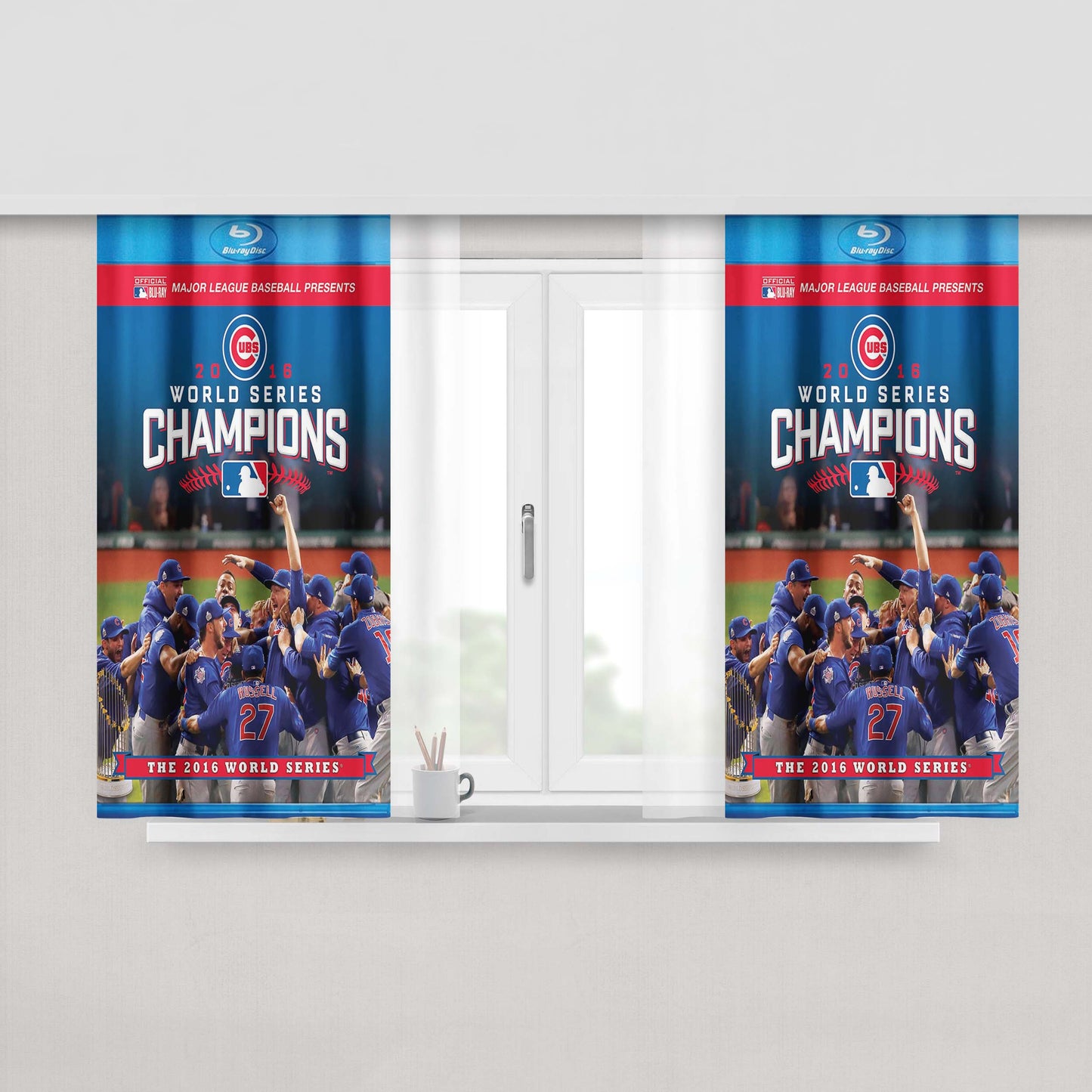 The Chicago Cubs Champions 2 Peach Skin Window Curtains