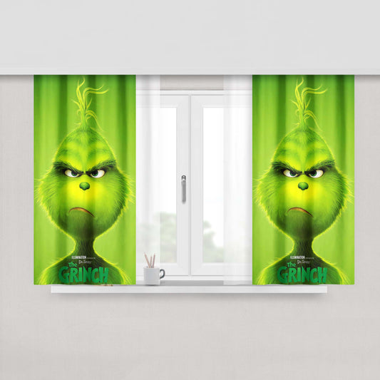 The Grinch Poster Peach Skin Window Curtains