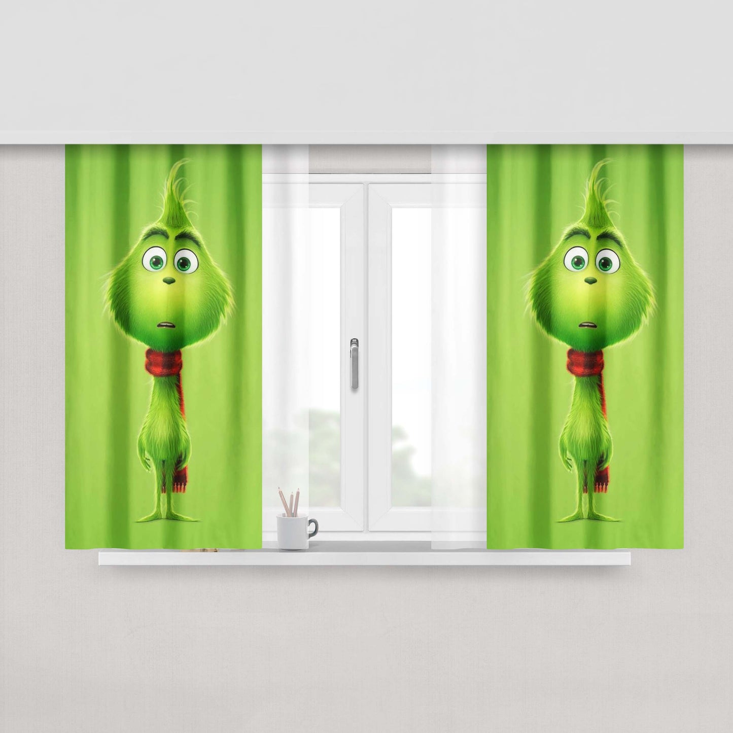 The Grinch Peach Skin Window Curtains