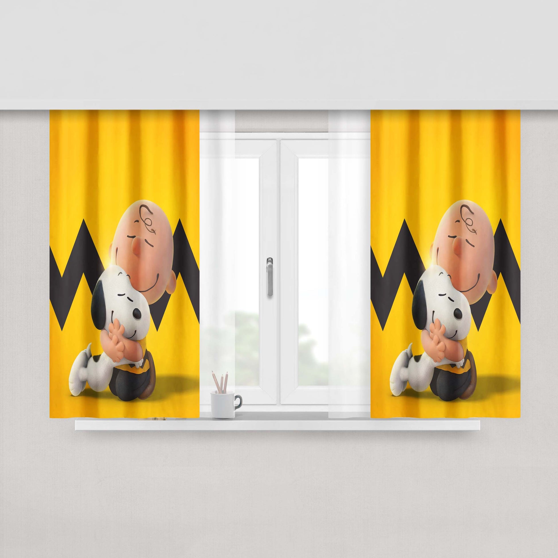 The Peanuts And Snoopy Movie Family Peach Skin Window Curtains